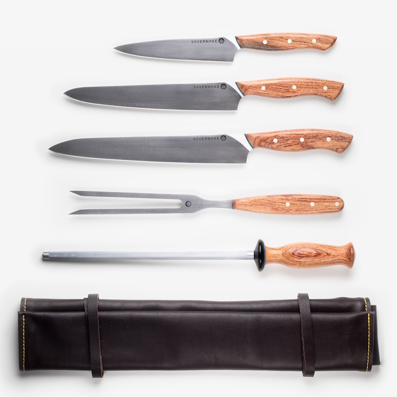 Set Pisau Dapur Stainless Steel 6 Pcs dengan Blok Kayu